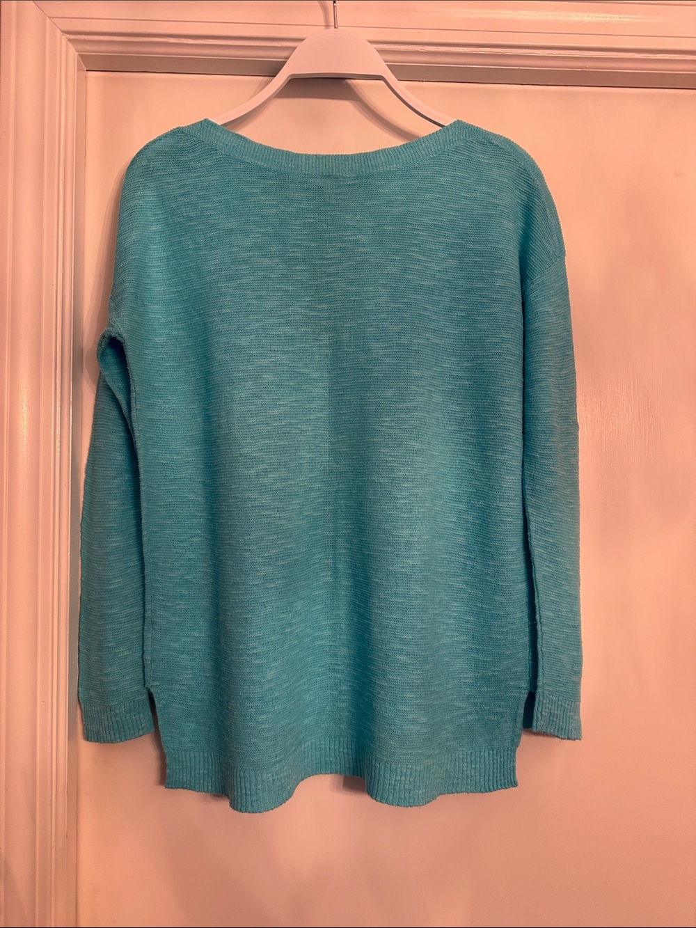 Eileen Fisher Turquoise Scoop Neck Knit Sweater - Picture 5 of 10